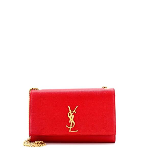 Saint Laurent Classic Monogram Crossbody Bag Grainy Leather Medium Red - Picture 1 of 7